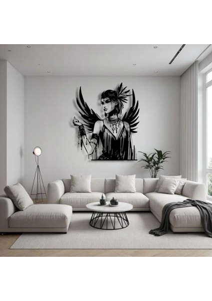 Gotik Melek Kadın Metal Duvar Dekoru – Güç, Asalet ve Sanatın Buluştuğu Nokta