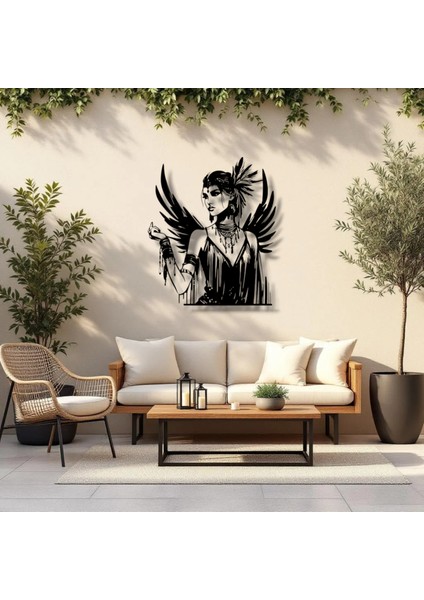 Gotik Melek Kadın Metal Duvar Dekoru – Güç, Asalet ve Sanatın Buluştuğu Nokta