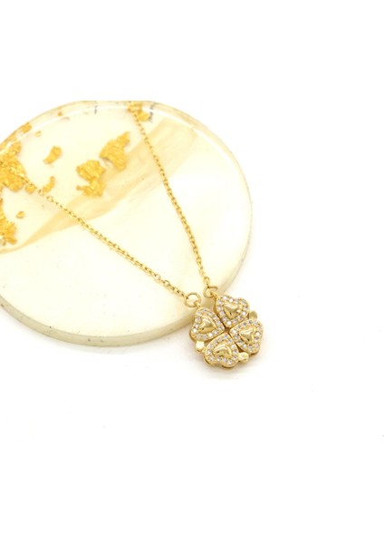 Çelik Kolye - Yonca Kolye Altın Kaplama KLY-620 fiyatları