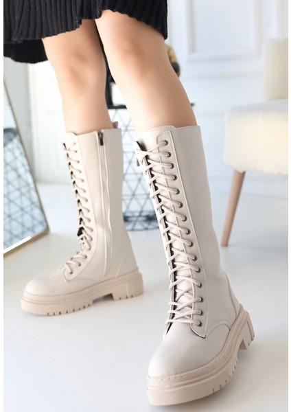 Lvsqvr Mennd Bej Cilt Bağcıklı Çizme (Numara: 39) fiyatları