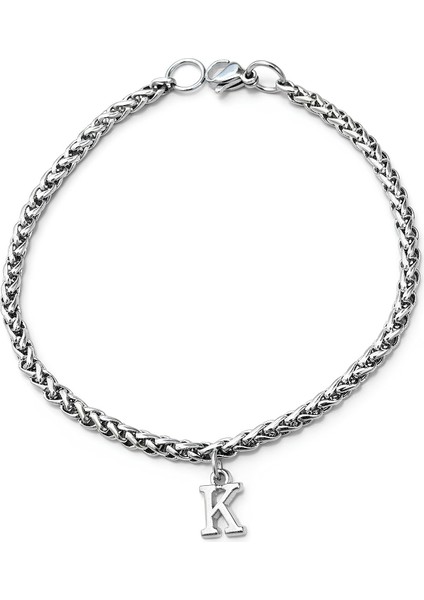 Kişiye Özel Sallantılı Harfli Paslanmaz Çelik Bileklik Sevgiliye Eşe Hediye ACB01H