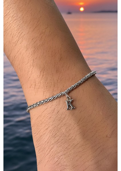 Kişiye Özel Sallantılı Harfli Paslanmaz Çelik Bileklik Sevgiliye Eşe Hediye ACB01H modelleri