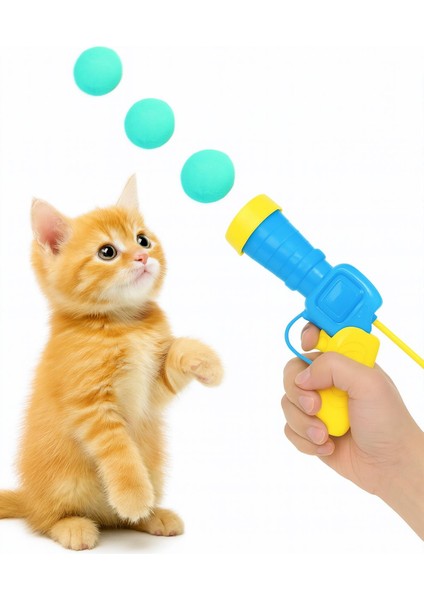 Peluş Top Atan Kedi Oyuncağı | Renkli Toplu Kedi Eğlence Oyuncağı