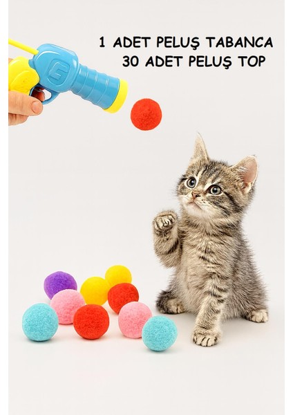 Peluş Top Atan Kedi Oyuncağı | Renkli Toplu Kedi Eğlence Oyuncağı fiyatları
