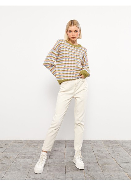 Yeni Sezon Kadın Yüksek Bel Mom Fit Düz Jean Pantolon