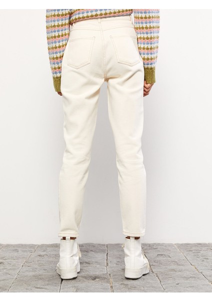 Yeni Sezon Kadın Yüksek Bel Mom Fit Düz Jean Pantolon indirimleri