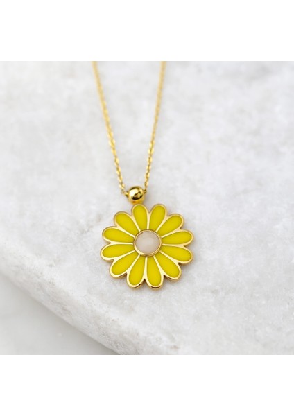 14 Ayar Altın Günlük Mineli Papatya Kolye indirimleri