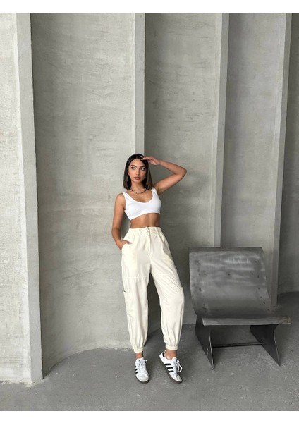 Lvsqvr Jogger Lastik Paça Pantolon Bej (Beden: L) indirimleri