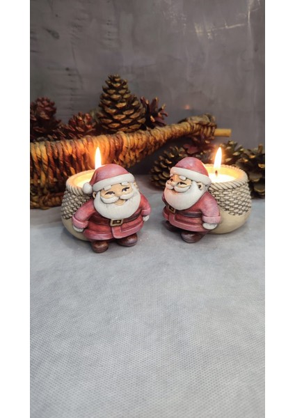 Sepetli Noel Baba 2 ' Li Mumluk Seti ( Inci Tozu Mum ve Fitil Hediyeli ) modelleri