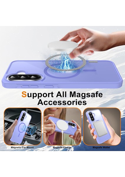 Samsung Galaxy A36 Uyumlu Kamera Lens+Ekran Koruyucu Magsafe Şarj Destekli Iz Tutmaz Mat Kapak fiyatları