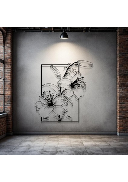 Zambak Çiçeği Metal Tablo – 3D Gölgeli Modern Duvar Dekoru, Zarif Ev ve Ofis Hediyesi