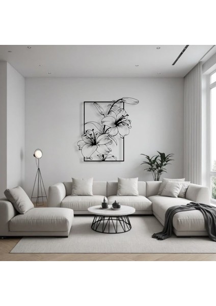 Zambak Çiçeği Metal Tablo – 3D Gölgeli Modern Duvar Dekoru, Zarif Ev ve Ofis Hediyesi fiyatları