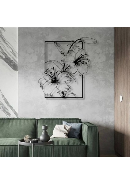 Zambak Çiçeği Metal Tablo – 3D Gölgeli Modern Duvar Dekoru, Zarif Ev ve Ofis Hediyesi