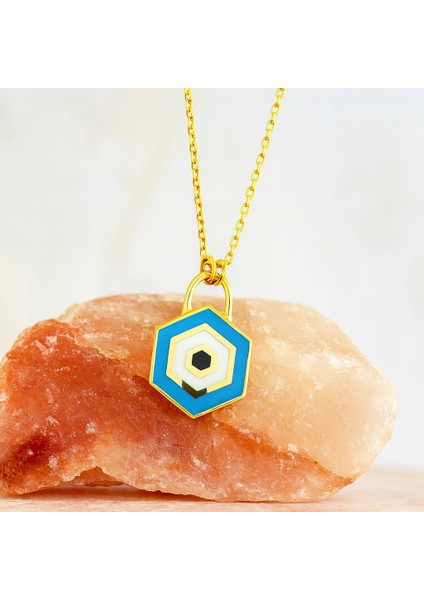 14 Ayar Altın Nazar Kilit Kolye modelleri