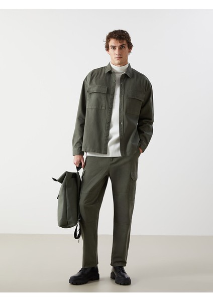 Yeni Sezon Rahat Kalıp Gabardin Erkek Kargo Pantolon