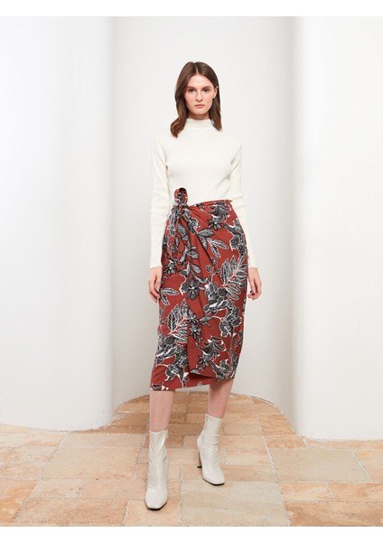 Yeni Sezon Bağlama Detaylı Desenli Kadın Etek fiyatları