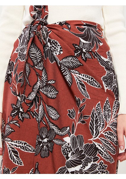 Yeni Sezon Bağlama Detaylı Desenli Kadın Etek modelleri