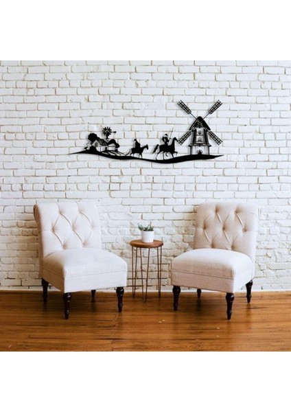 Don Kişot Metal Duvar Dekoru – Atlı Savaşçı ve Değirmen Temalı Sanat Tablosu fiyatları