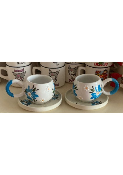 rgs homelife tasarım harikası - 2 kişilik seramik kupa kalpli kır çiçekli papatyalı hediyelik çay kahve fincanı modelleri