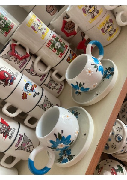 rgs homelife tasarım harikası - 2 kişilik seramik kupa kalpli kır çiçekli papatyalı hediyelik çay kahve fincanı fırsatları