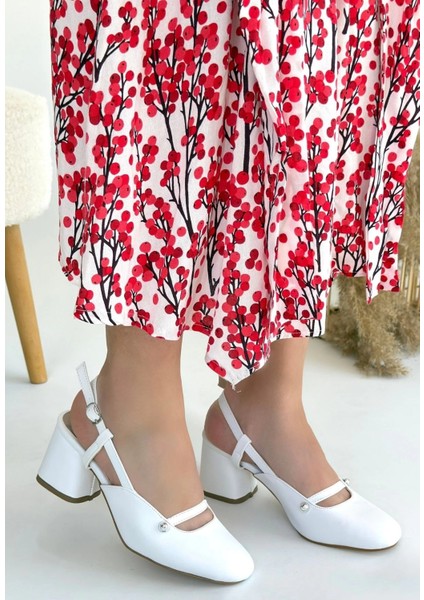 Lvsqvr Jecci Beyaz Cilt Topuklu Ayakkabı (Numara: 36) modelleri