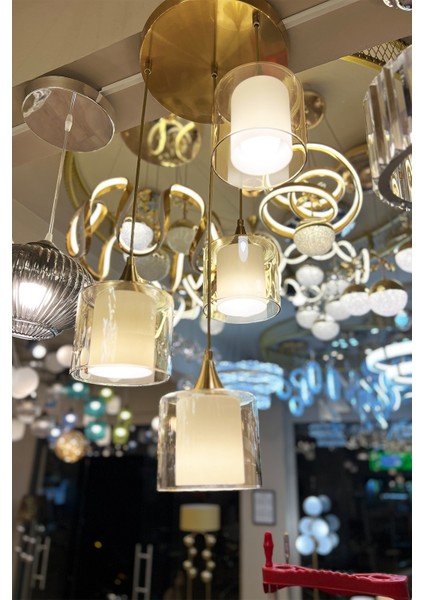 Lambent Silver Chrome Quad Plafonyer Cam Avize modelleri