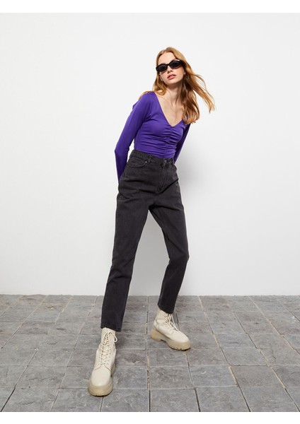 Yeni Sezon Yüksek Bel Mom Fit Kadın Jean Pantolon