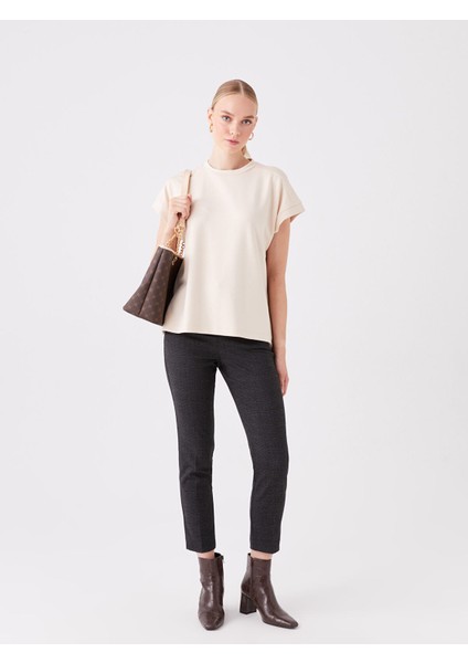 Yeni Sezon Dar Fit Ekose Kadın Pantolon