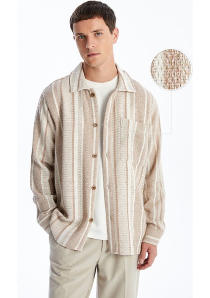 Yeni Sezon Regular Fit Uzun Kollu Çizgili Erkek Gömlek