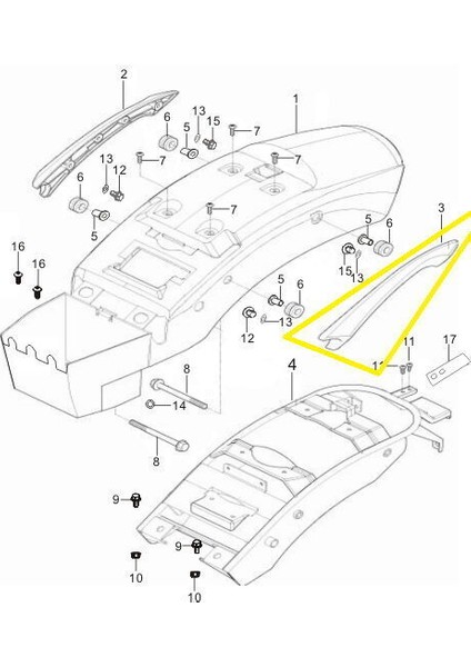 GV650 Arka Çamurluk Yan Çıta Sol fiyatları