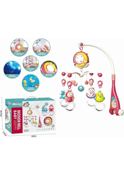 BIB648A54 -Vardem Işıklı Müzikli Kumandalı Kırmızı Bebek Dönencesi