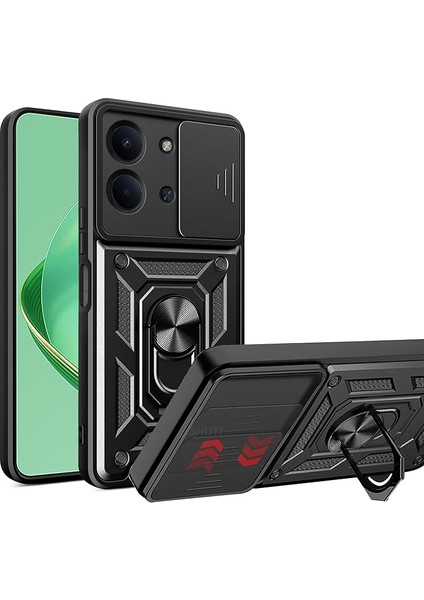 Xiaomi Redmi 15C Uyumlu Kılıf Kamera Sürgülü Mıntasılı Standlı Ultra Dayanıklı Tank Kılıf