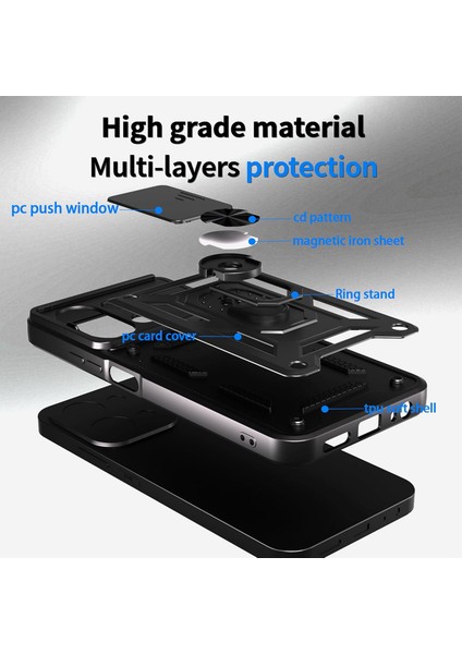 Xiaomi Redmi 15C Uyumlu Kılıf Kamera Sürgülü Mıntasılı Standlı Ultra Dayanıklı Tank Kılıf indirimleri