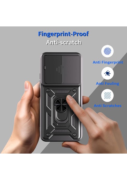 Xiaomi Redmi 15C Uyumlu Kılıf Kamera Sürgülü Mıntasılı Standlı Ultra Dayanıklı Tank Kılıf