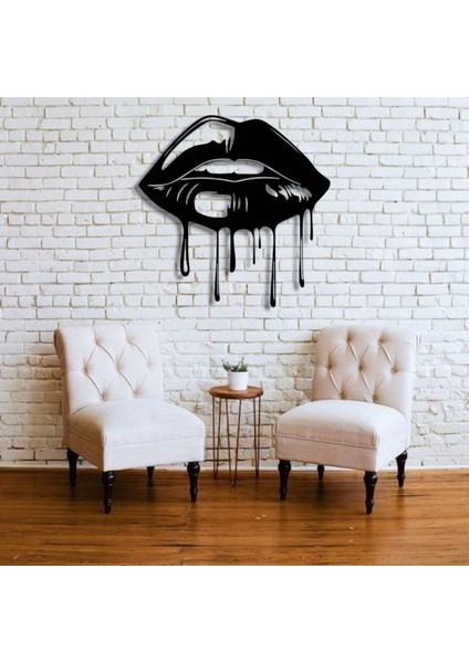 Damlalı Dudak Metal Tablo – 3D Gölgeli Modern Duvar Dekoru, Estetik Ev ve Ofis Hediyesi