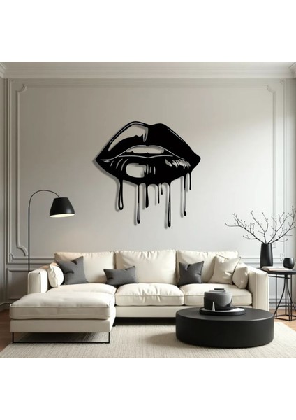 Damlalı Dudak Metal Tablo – 3D Gölgeli Modern Duvar Dekoru, Estetik Ev ve Ofis Hediyesi