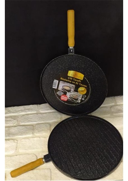 32 cm Döküm Çift Taraflı Tava Siyah