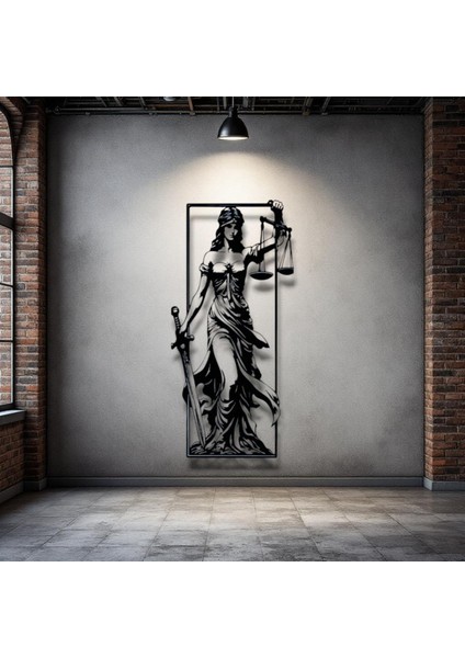 Adalet Tanrıçası Themis Metal Duvar Dekoru – Hukuk Bürosu ve Ofis Tasarımı