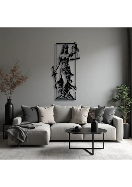 Adalet Tanrıçası Themis Metal Duvar Dekoru – Hukuk Bürosu ve Ofis Tasarımı