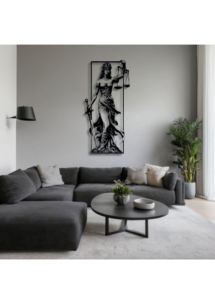Adalet Tanrıçası Themis Metal Duvar Dekoru – Hukuk Bürosu ve Ofis Tasarımı