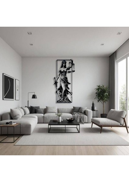 Adalet Tanrıçası Themis Metal Duvar Dekoru – Hukuk Bürosu ve Ofis Tasarımı