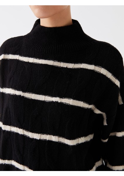 Yeni Sezon Yarım Balıkçı Yaka Çizgili Uzun Kollu Kadın Triko Kazak fırsatları