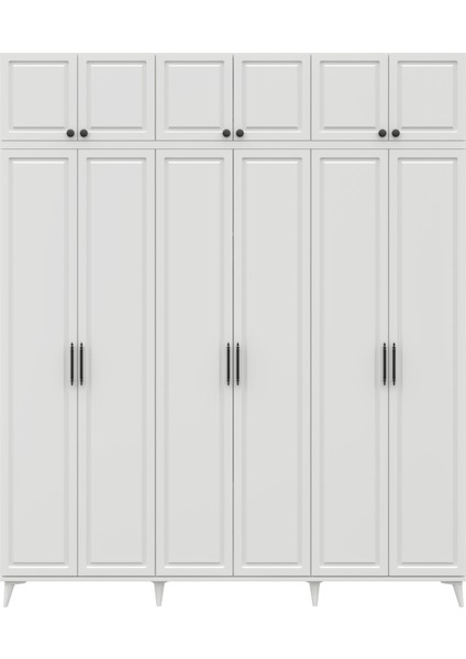 Milas 6 Kapaklı Komple Mdf Ayaklı Yüklüklü Gardırop - Elbise Dolabı - Yüklük Dolabı modelleri