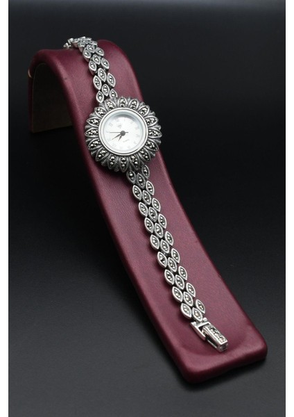 925 Ayar Gümüş Kadın Saati (Kadın Gümüş Saat) Markazit Taşlı 902375