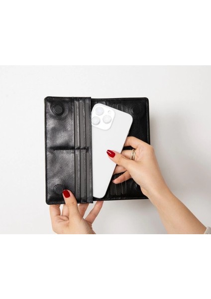 Aura Hakiki Deri, El Yapımı, Telefon Bölmeli, Kadın Cüzdanı, Kömür Siyahı fiyatları