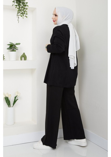 Kadın Yandan Bağlamalı Triko Takım Tesettür - Siyah fiyatları