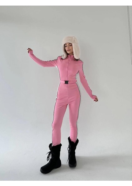 Kemer Detaylı Fermuarlı Tulum - Pembe fiyatları