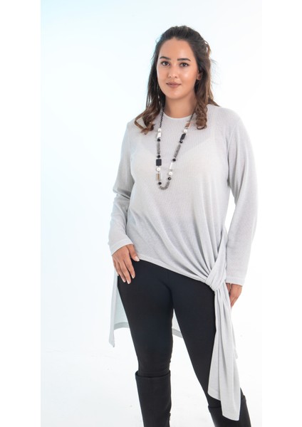 Kadın Büyük Beden Simli Gri Tunik