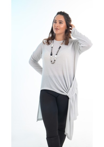 Kadın Büyük Beden Simli Gri Tunik fiyatları