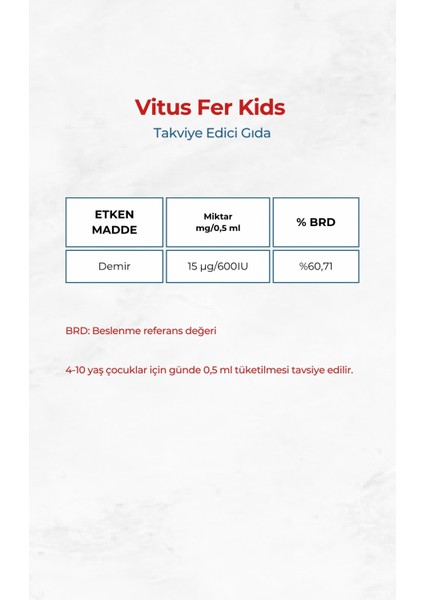 Vitus Fer Kids Lipozomal Demir Içeren Takviye Edici Gıda Diş Boyamaz 15 ml fırsatları